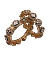 Designer Green Meenakari Uncut Polki Pacheli Kada Bangles.
